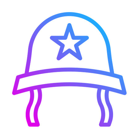 helmet icon gradient purple style military illustration vector army element and symbol perfect. Icon sign from modern collection for web.のイラスト素材
