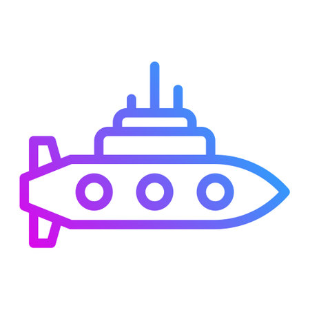 submarine icon gradient purple style military illustration vector army element and symbol perfect. Icon sign from modern collection for web.のイラスト素材