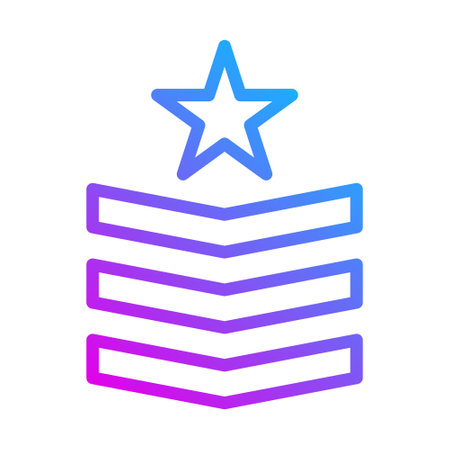 badge icon gradient purple style military illustration vector army element and symbol perfect. Icon sign from modern collection for web.のイラスト素材