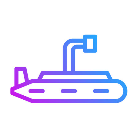 submarine icon gradient purple style military illustration vector army element and symbol perfect. Icon sign from modern collection for web.のイラスト素材
