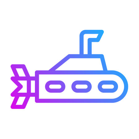 submarine icon gradient purple style military illustration vector army element and symbol perfect. Icon sign from modern collection for web.のイラスト素材