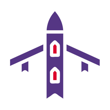 airplane icon solid red purple style military illustration vector army element and symbol perfect. Icon sign from modern collection for web.のイラスト素材