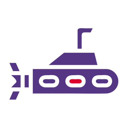 submarine icon solid red purple style military illustration vector army element and symbol perfect. Icon sign from modern collection for web.のイラスト素材