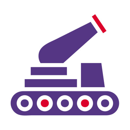 cannon icon solid red purple style military illustration vector army element and symbol perfect. Icon sign from modern collection for web.のイラスト素材