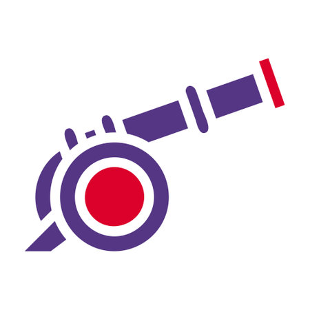 cannon icon solid red purple style military illustration vector army element and symbol perfect. Icon sign from modern collection for web.のイラスト素材