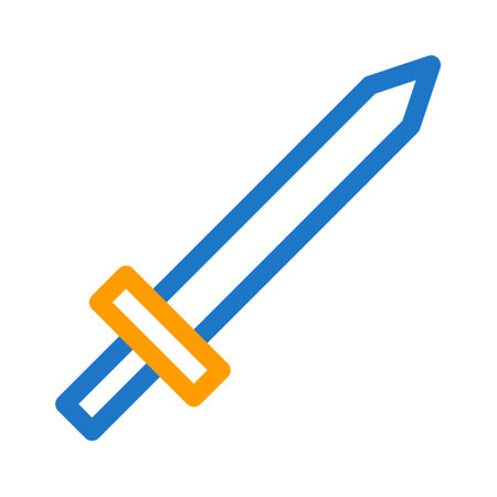 sword icon duocolor blue orange style military illustration vector army element and symbol perfect. Icon sign from modern collection for web.のイラスト素材