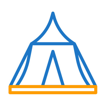 tent icon duocolor blue orange style military illustration vector army element and symbol perfect. Icon sign from modern collection for web.のイラスト素材