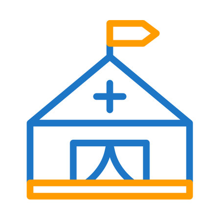 tent icon duocolor blue orange style military illustration vector army element and symbol perfect. Icon sign from modern collection for web.のイラスト素材