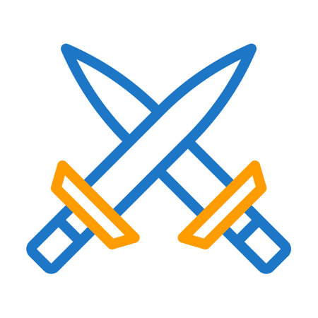 sword icon duocolor blue orange style military illustration vector army element and symbol perfect. Icon sign from modern collection for web.のイラスト素材