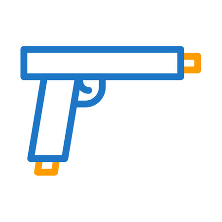 gun icon duocolor blue orange style military illustration vector army element and symbol perfect. Icon sign from modern collection for web.のイラスト素材