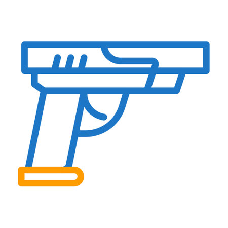 gun icon duocolor blue orange style military illustration vector army element and symbol perfect. Icon sign from modern collection for web.のイラスト素材