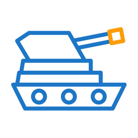 tank icon duocolor blue orange style military illustration vector army element and symbol perfect. Icon sign from modern collection for web.のイラスト素材