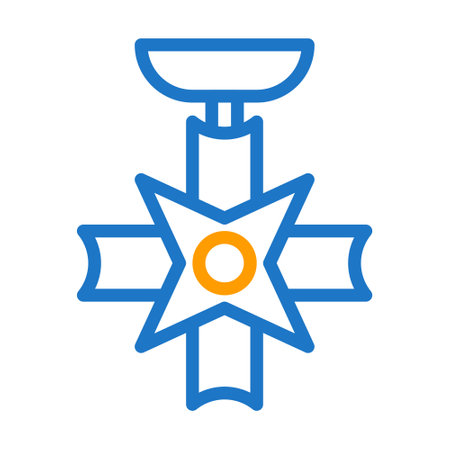 medal icon duocolor blue orange style military illustration vector army element and symbol perfect. Icon sign from modern collection for web.のイラスト素材