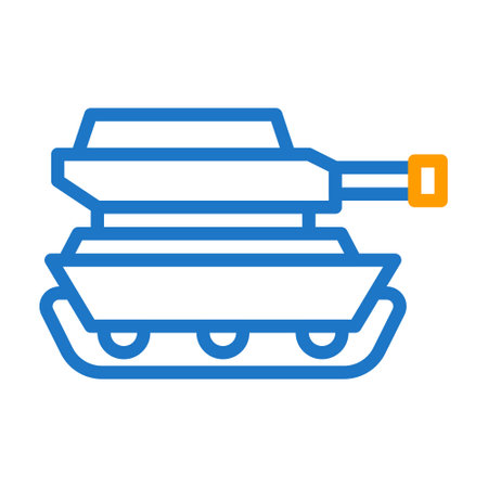 tank icon duocolor blue orange style military illustration vector army element and symbol perfect. Icon sign from modern collection for web.のイラスト素材