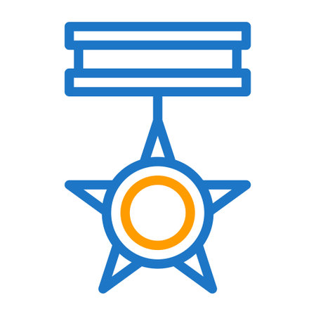 medal icon duocolor blue orange style military illustration vector army element and symbol perfect. Icon sign from modern collection for web.のイラスト素材