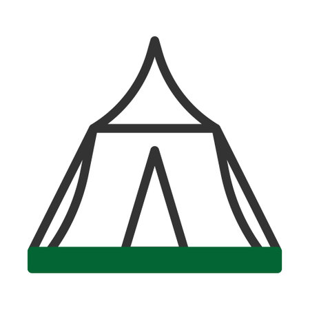 tent icon duotone grey green style military illustration vector army element and symbol perfect. Icon sign from modern collection for web.のイラスト素材