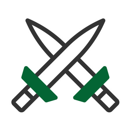 sword icon duotone grey green style military illustration vector army element and symbol perfect. Icon sign from modern collection for web.のイラスト素材