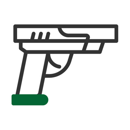 gun icon duotone grey green style military illustration vector army element and symbol perfect. Icon sign from modern collection for web.のイラスト素材