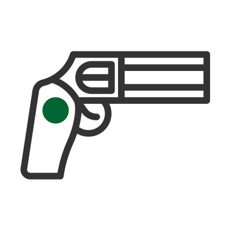 gun icon duotone grey green style military illustration vector army element and symbol perfect. Icon sign from modern collection for web.のイラスト素材
