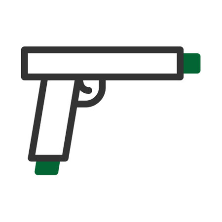 gun icon duotone grey green style military illustration vector army element and symbol perfect. Icon sign from modern collection for web.のイラスト素材