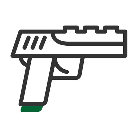 gun icon duotone grey green style military illustration vector army element and symbol perfect. Icon sign from modern collection for web.のイラスト素材