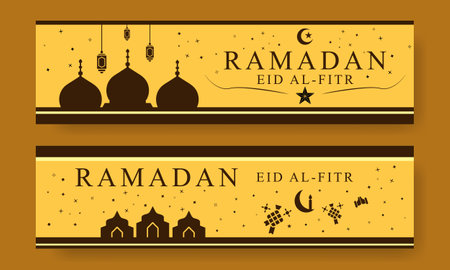 Vector Ramadan kareem banner background arabic eid design brown style illustration perfect designのイラスト素材
