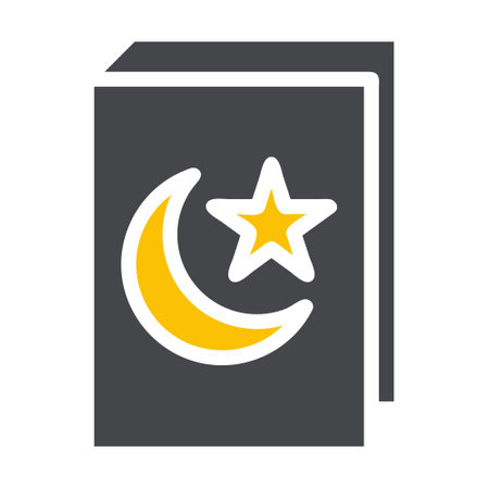 quran icon solid grey yellow style ramadan illustration vector element and symbol perfect. Icon sign from modern collection for web.のイラスト素材