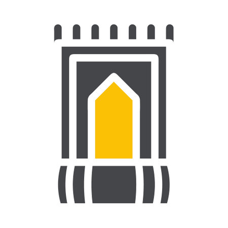 rug icon solid grey yellow style ramadan illustration vector element and symbol perfect. Icon sign from modern collection for web.のイラスト素材