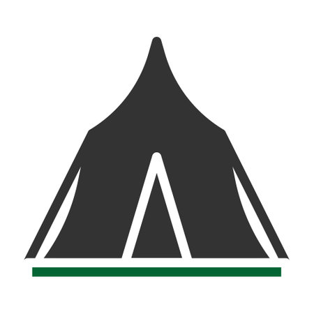 tent icon solid style grey green colour military illustration vector army element and symbol perfect. Icon sign from modern collection for web.のイラスト素材