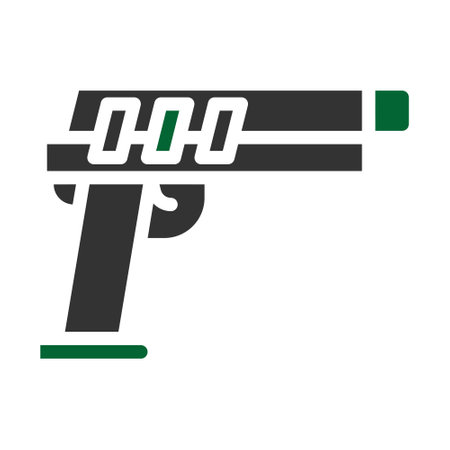 gun icon solid style grey green colour military illustration vector army element and symbol perfect. Icon sign from modern collection for web.のイラスト素材