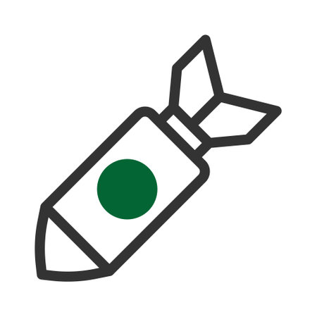 missile icon duotone style grey green colour military illustration vector army element and symbol perfect. Icon sign from modern collection for web.のイラスト素材