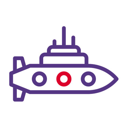 submarine icon duocolor style red purple colour military illustration vector army element and symbol perfect. Icon sign from modern collection for web.のイラスト素材