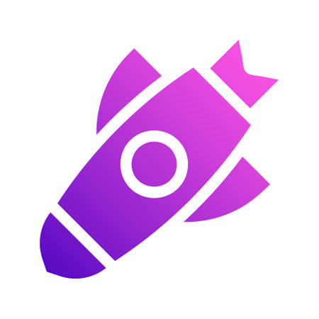missile icon solid style gradient purple pink colour military illustration vector army element and symbol perfect. Icon sign from modern collection for web.のイラスト素材