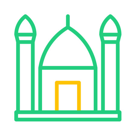 mosque icon duocolor green yellow style ramadan illustration vector element and symbol perfect. Icon sign from modern collection for web.のイラスト素材