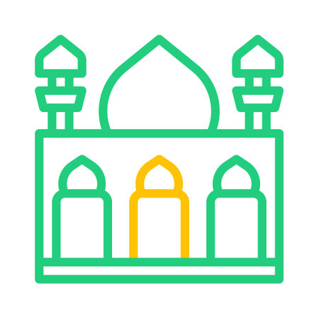 mosque icon duocolor green yellow style ramadan illustration vector element and symbol perfect. Icon sign from modern collection for web.のイラスト素材