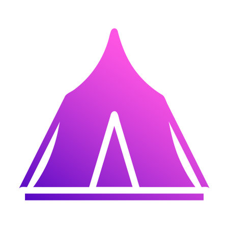 tent icon solid style gradient purple pink colour military illustration vector army element and symbol perfect. Icon sign from modern collection for web.のイラスト素材