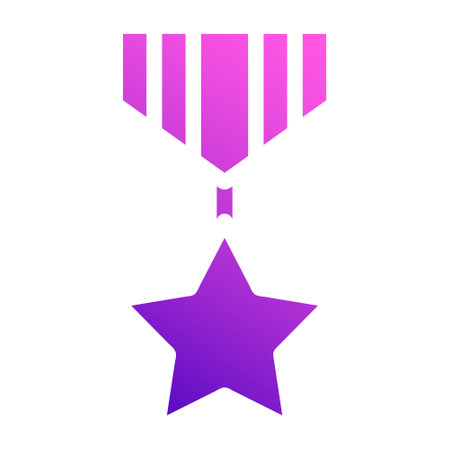 medal icon solid style gradient purple pink colour military illustration vector army element and symbol perfect. Icon sign from modern collection for web.のイラスト素材