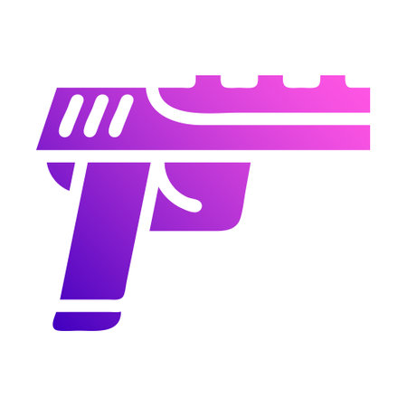 gun icon solid style gradient purple pink colour military illustration vector army element and symbol perfect. Icon sign from modern collection for web.のイラスト素材