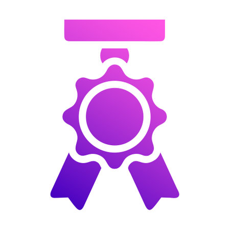 medal icon solid style gradient purple pink colour military illustration vector army element and symbol perfect. Icon sign from modern collection for web.のイラスト素材