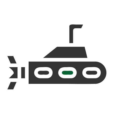 submarine icon solid grey green colour military illustration vector army element and symbol perfect. Icon sign from modern collection for web.のイラスト素材