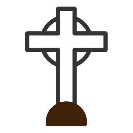 Christian icon duotone grey brown colour easter illustration vector element and symbol perfect. Icon sign from modern collection for web.のイラスト素材