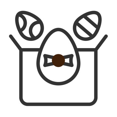 gift egg icon duotone grey brown colour easter illustration vector element and symbol perfect. Icon sign from modern collection for web.のイラスト素材
