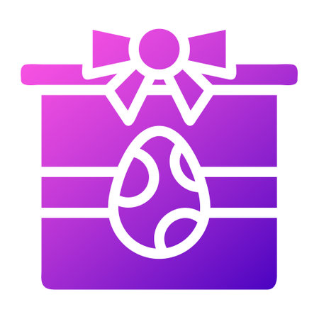 gift egg icon solid gradient purple pink colour easter illustration vector element and symbol perfect. Icon sign from modern collection for web.のイラスト素材