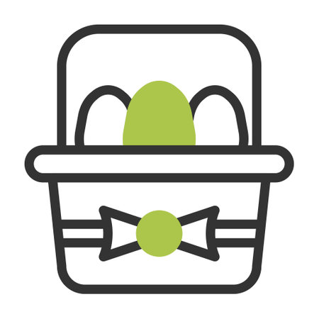 basket egg icon duotone grey green colour easter illustration vector element and symbol perfect. Icon sign from modern collection for web.のイラスト素材