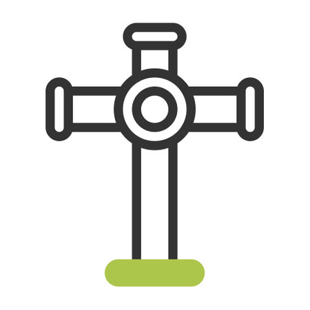 Salib icon duotone grey green colour easter illustration vector element and symbol perfect. Icon sign from modern collection for web.のイラスト素材