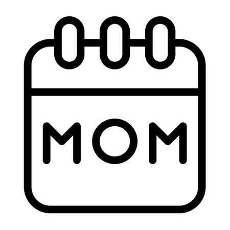 calendar mom icon outline black colour mother day illustration vector element and symbol perfect.のイラスト素材