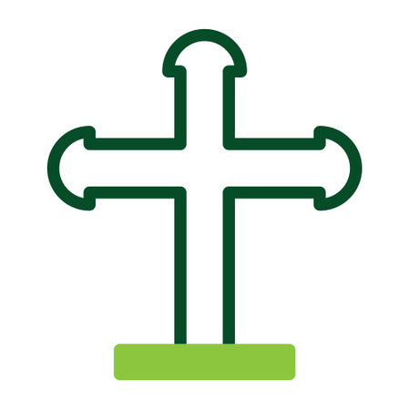 Salib icon duotone green colour easter illustration vector element and symbol perfect. Icon sign from modern collection for web.のイラスト素材