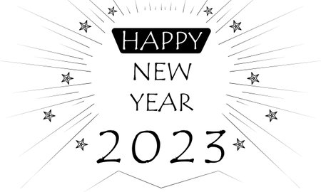 New Year 2023 black line color abstract background for social media design pattern vector...
