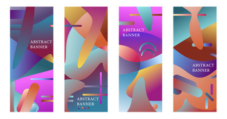 Vector design vertical retro template abstract banner gradient style illustration perfect designのイラスト素材