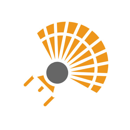 Fan icon solid style orange grey colour chinese new year vector element and symbol perfect.のイラスト素材